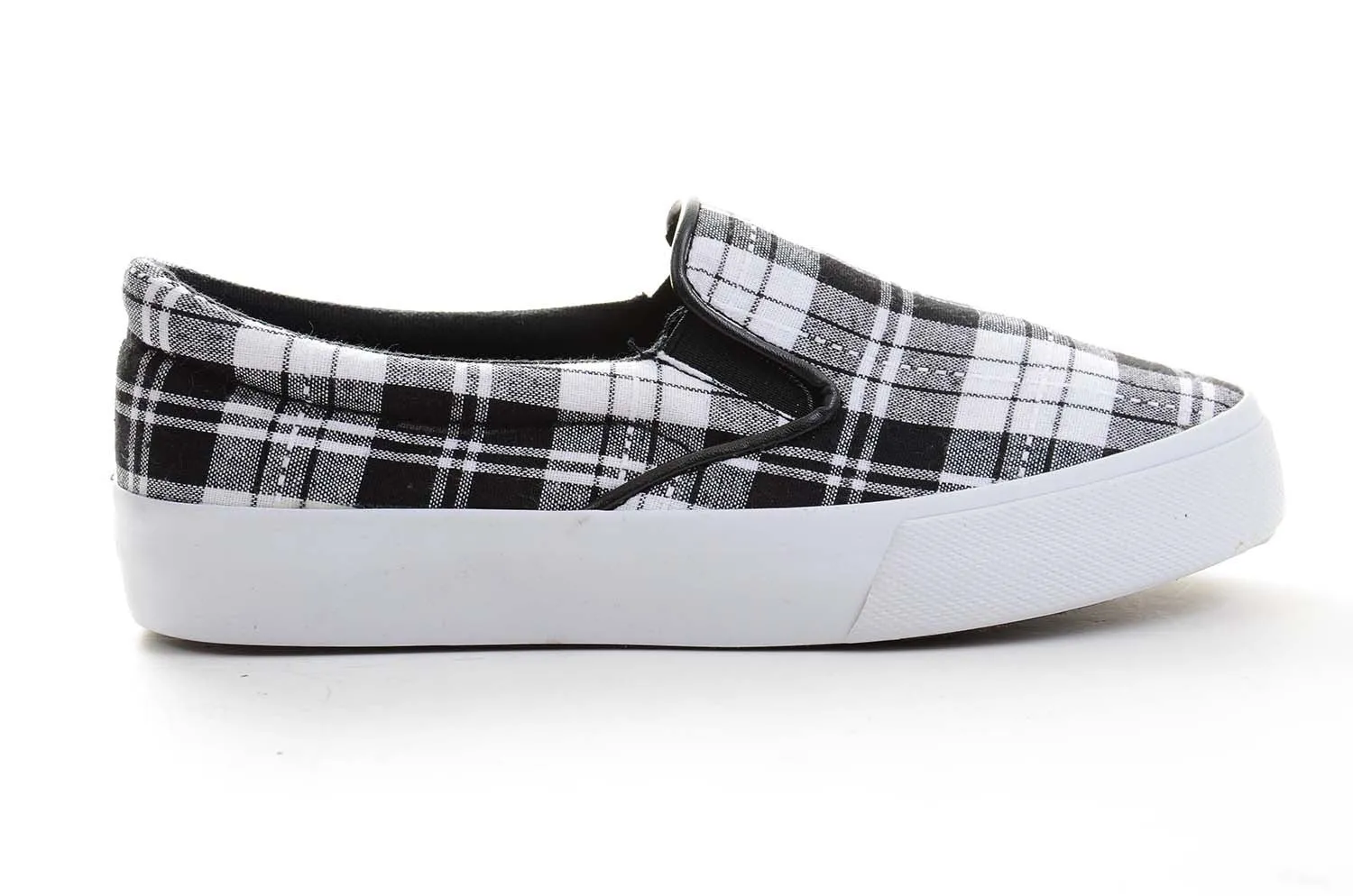 Plaid Black White Slip-on Boys Girls Skate Sneaker Kids Shoe