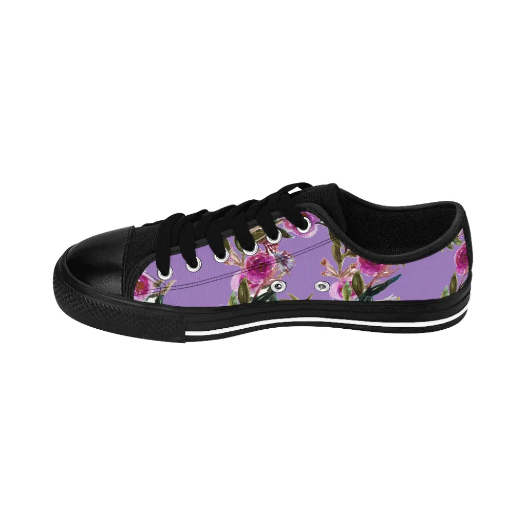 Purple Flower Rose Women's Sneakers, Floral Rose Print Best Tennis Casual Shoes For Women (US Size: 6-12)