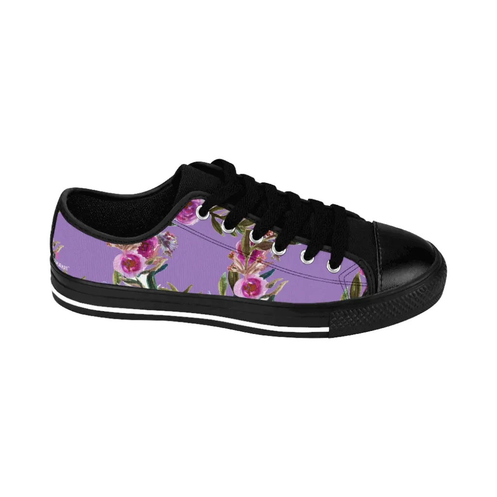 Purple Flower Rose Women's Sneakers, Floral Rose Print Best Tennis Casual Shoes For Women (US Size: 6-12)