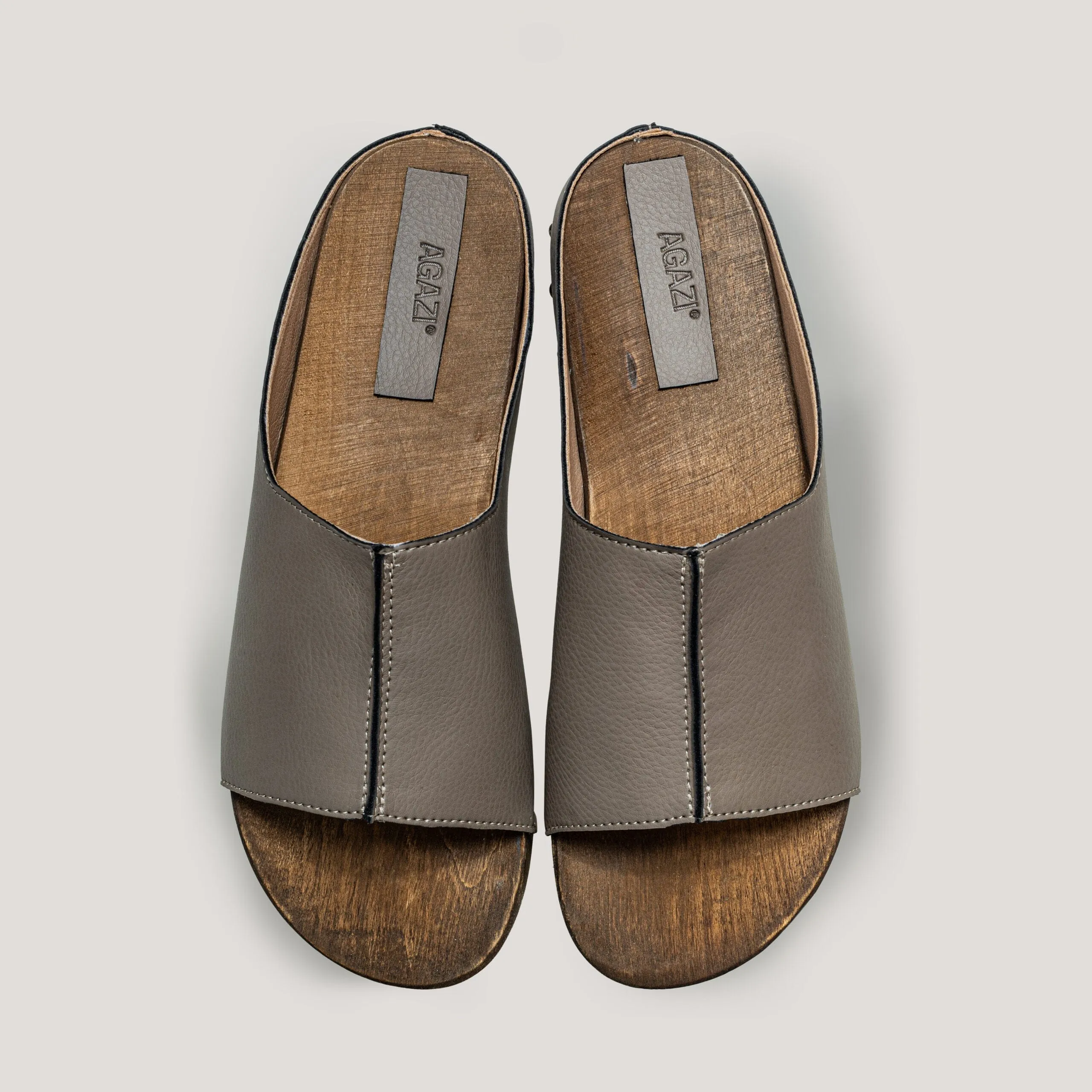 Recycled Vegan Leather Wood Vegan Clogs | Khaki