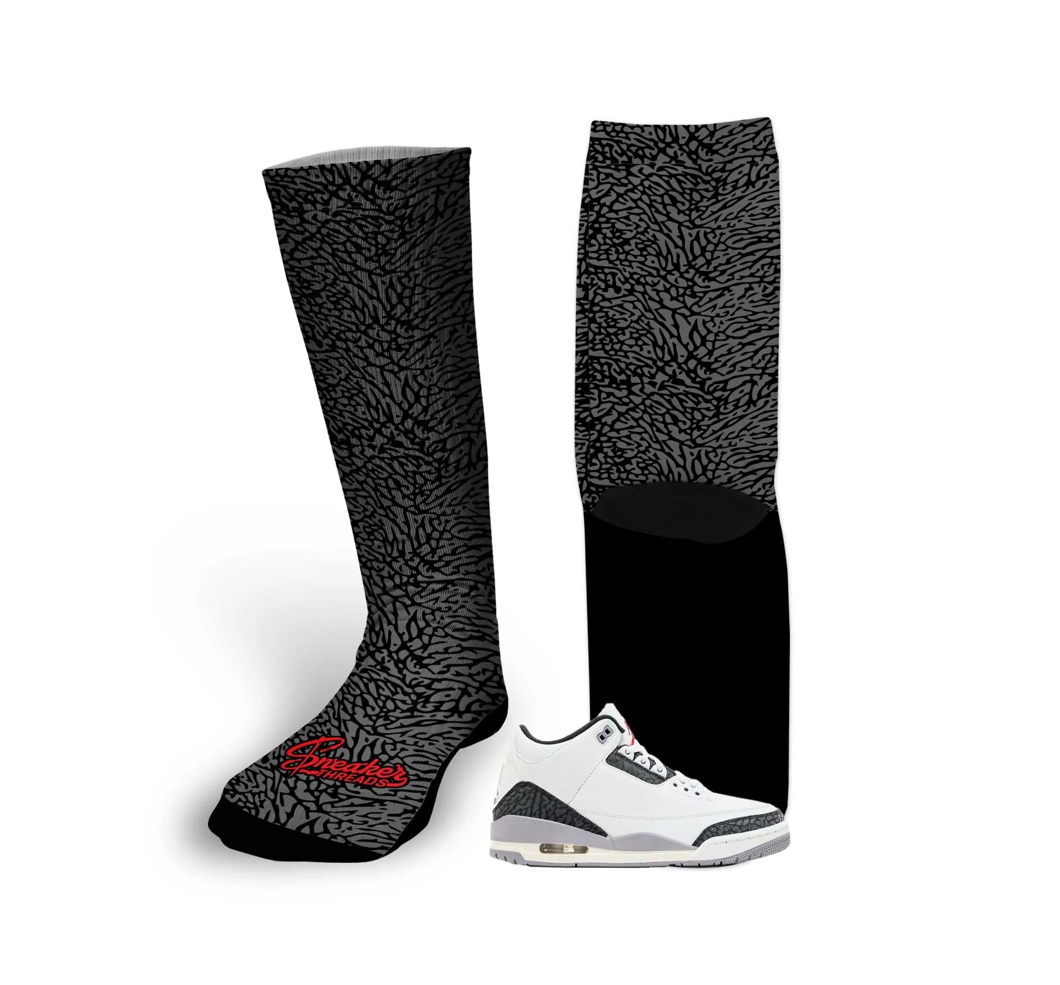 Retro 3 Cement Grey All Over Socks