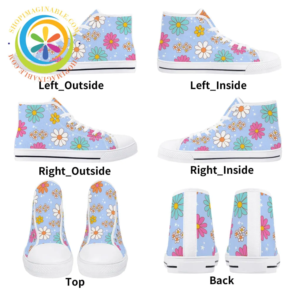 Retro 80's Floral Ladies High Top Canvas Shoes