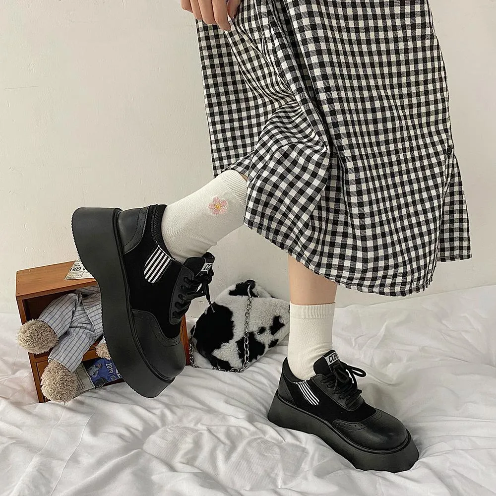 Retro Lolita Aesthetic Round Toe Thick Platform Shoes