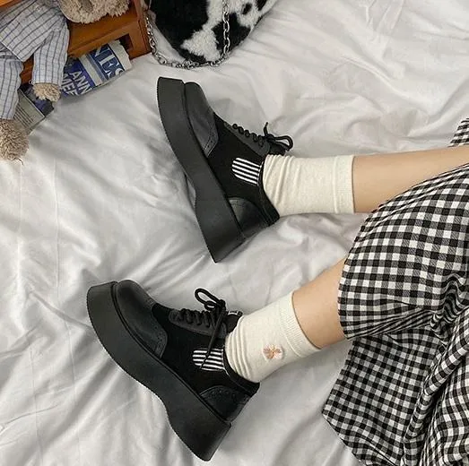 Retro Lolita Aesthetic Round Toe Thick Platform Shoes