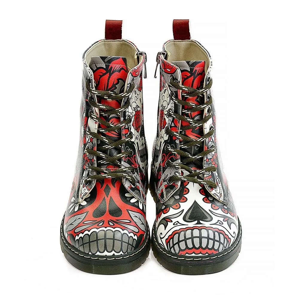 Rose Eyes Skull Long Boots AMAR108