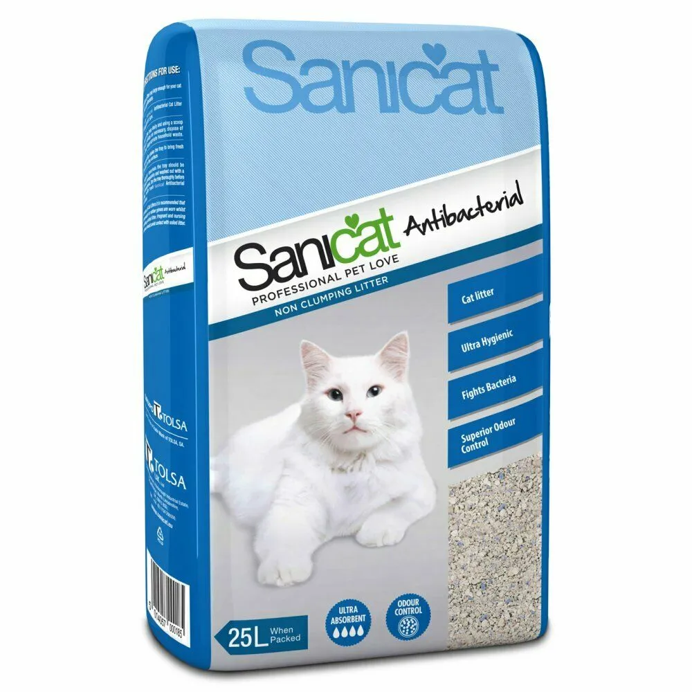 Sanicat Antibacterial Non Cluming Cat Litter - 25L