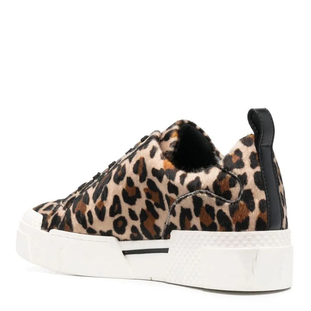 Scarpe Donna LOVE MOSCHINO Sneakers Platform linea Gold Metal Logo Effetto Cavallino Leopardato