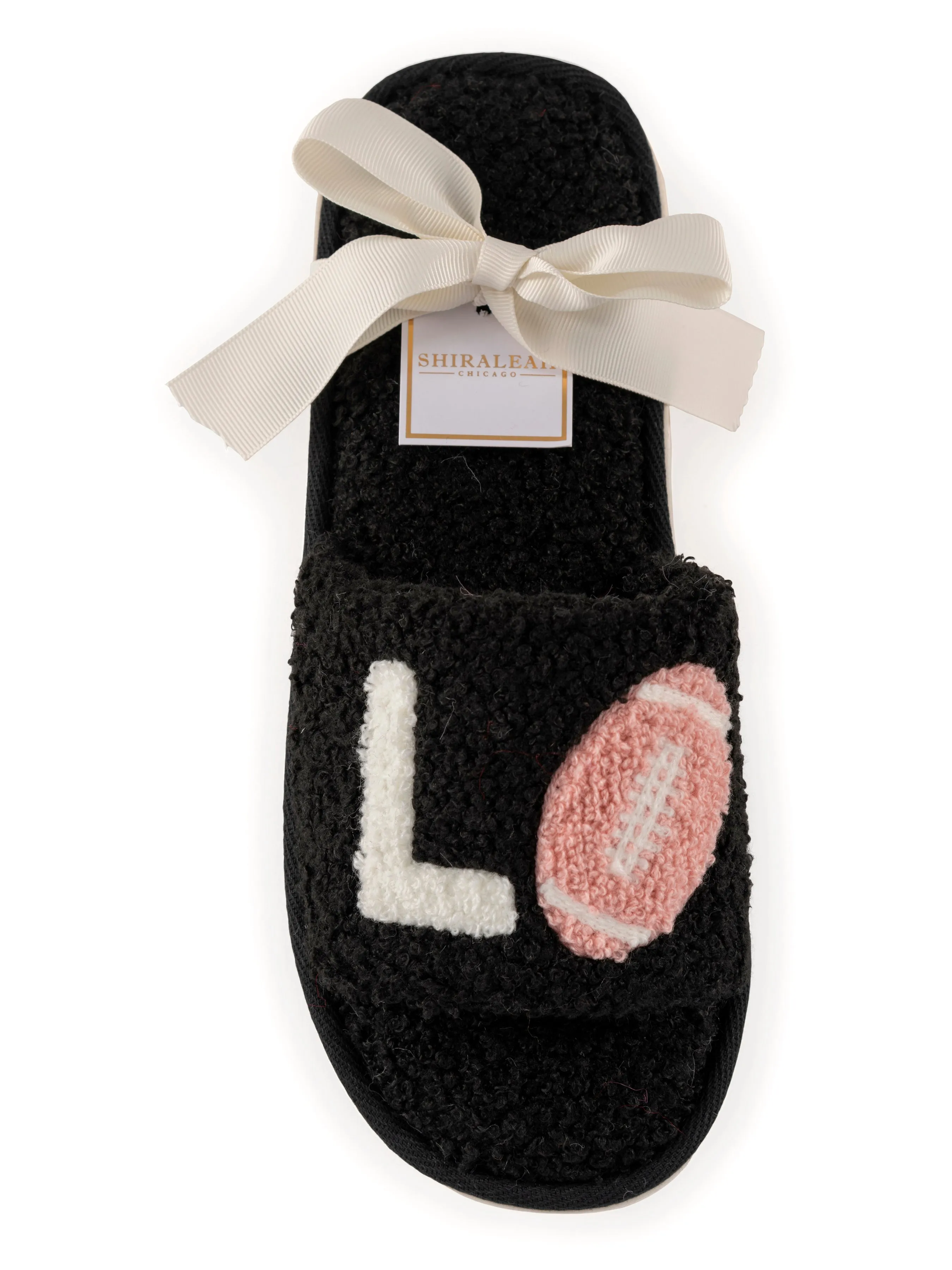 Shiraleah "Love" Game Day Slippers, Black