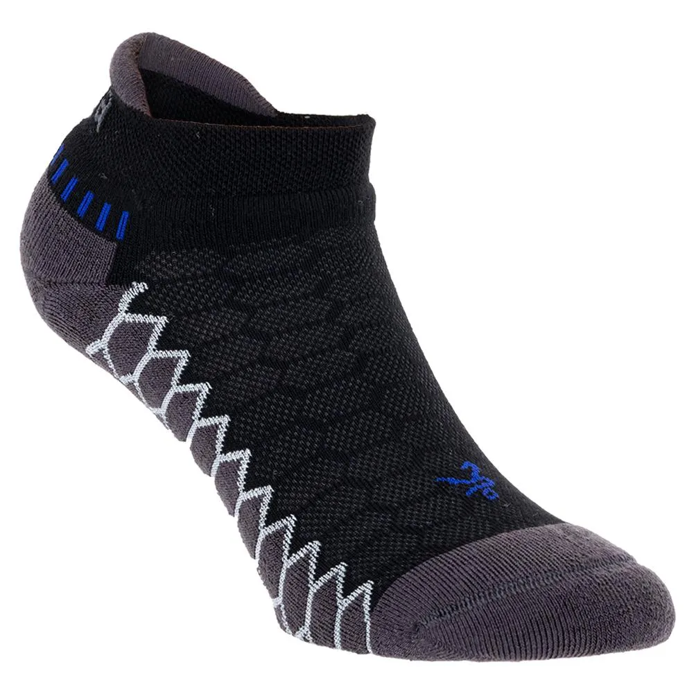 Silver No Show Performance Runner Socks Black and Carbon