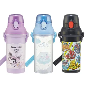 Skater Collaboration One Touch Water Bottle 480ml Direct Drinking Bottle Children Toddler Skater Straw Bottle Antibacterial Dishwasher Safe Made in Japan