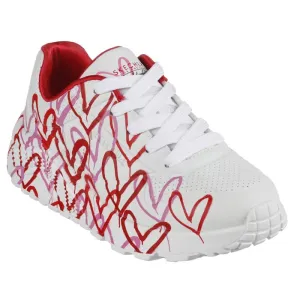 Skechers Kids Youths Uno Lite Spread The Joy White Pink Red