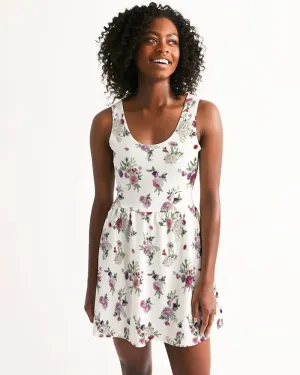 SMF Floating Bouquet Feminine Scoop Neck Skater Dress