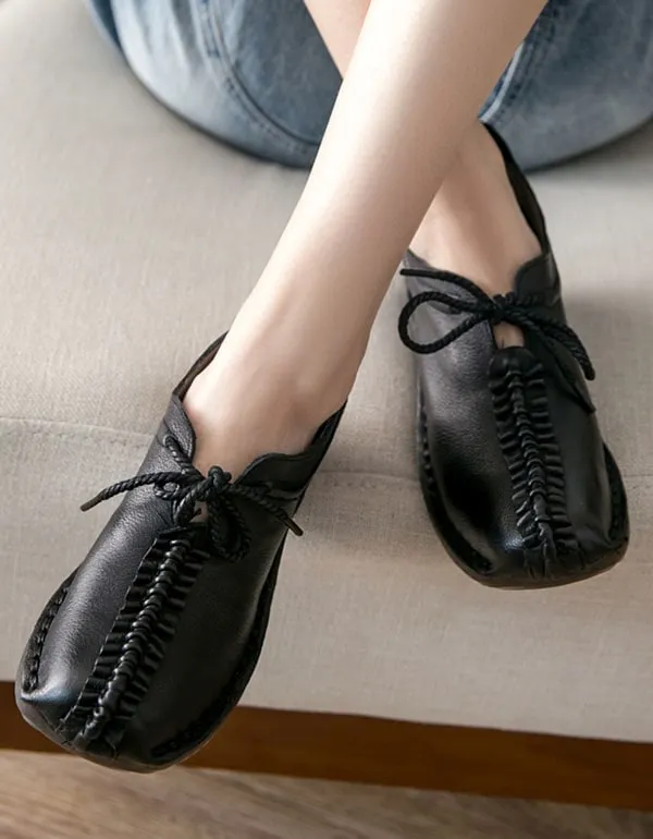 Spring Handmade Retro Leather Flat Shoes