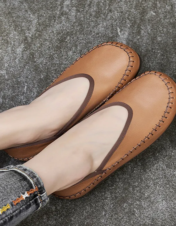 Spring Summer Retro Leather Flats Loafers