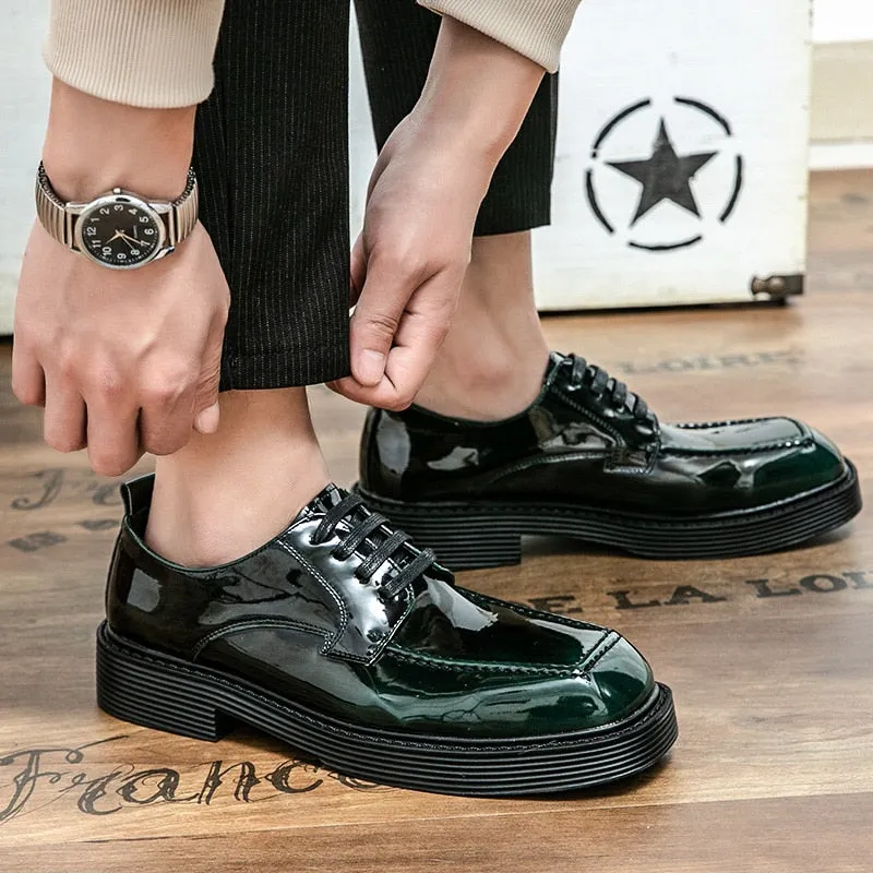 Square Toe Shine Viridian Shoes