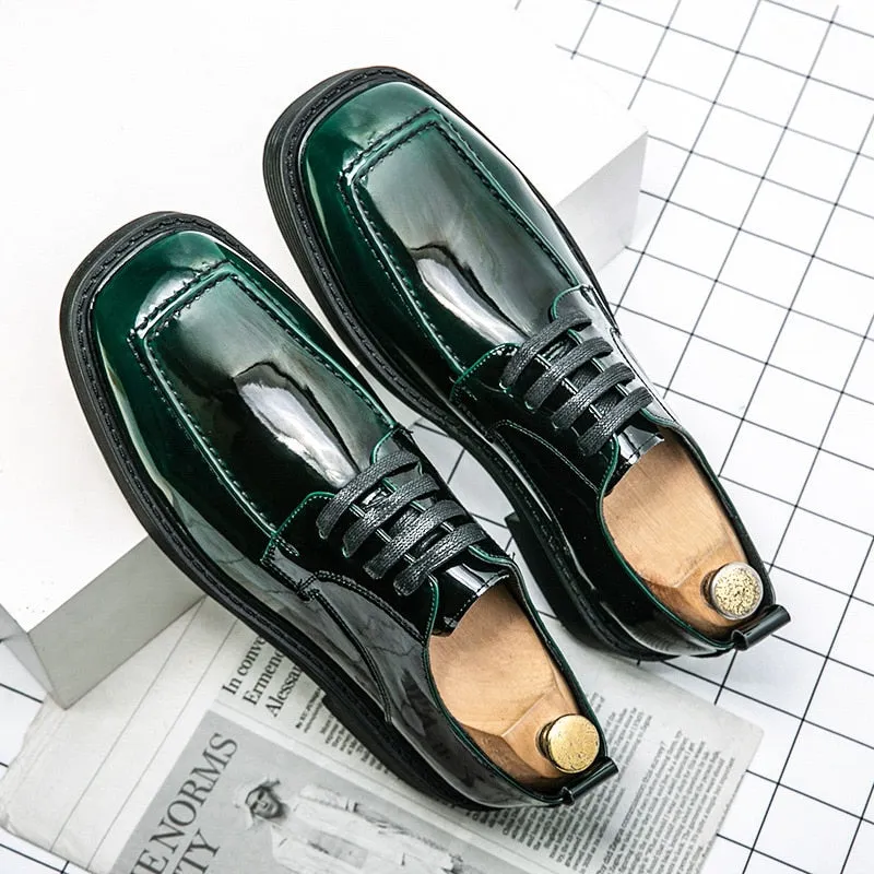 Square Toe Shine Viridian Shoes