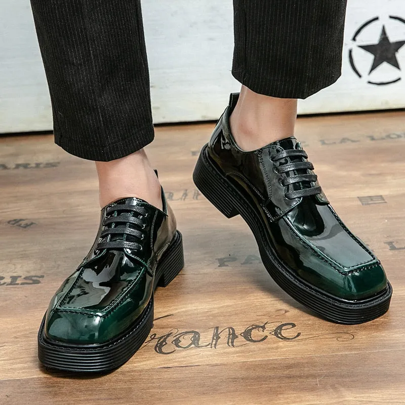 Square Toe Shine Viridian Shoes