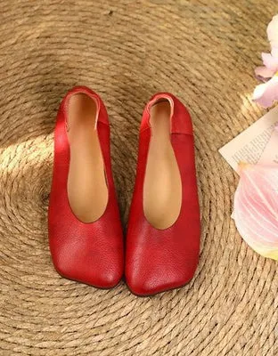 Square-Toed Soft Bottom Retro Flat Shoes