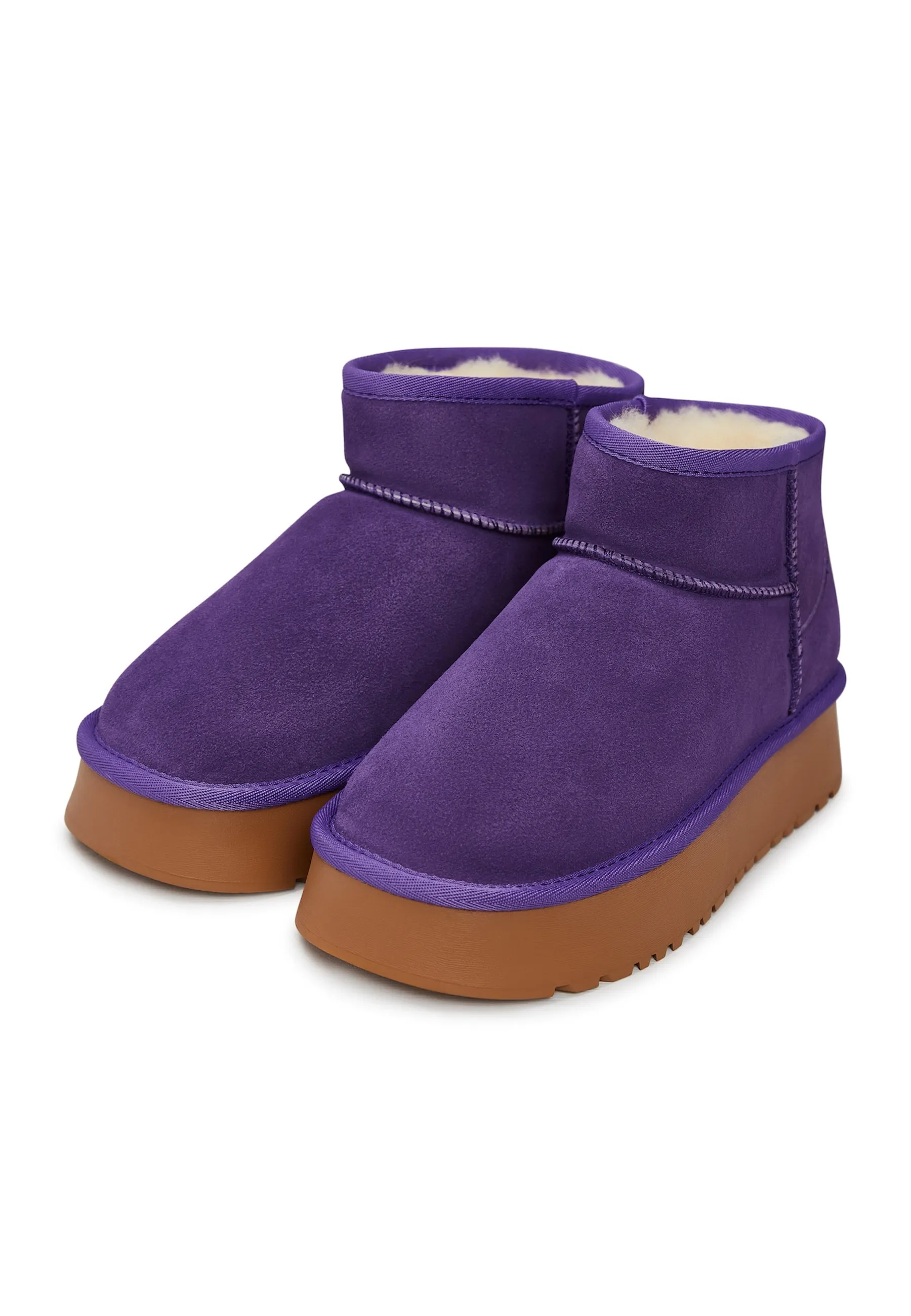 Suede Platform Winter Boots - Lilac