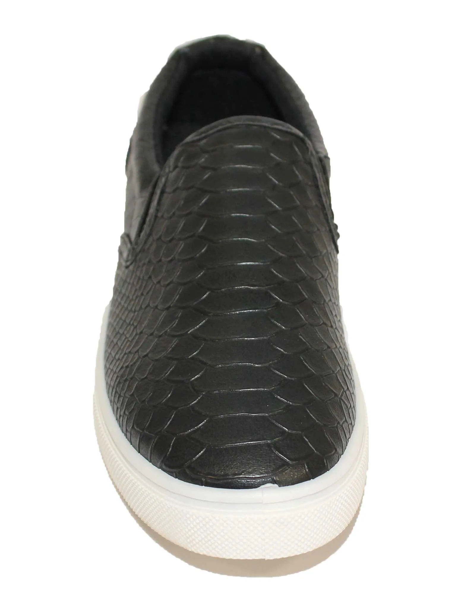 Suki black snakeskin slip on skater shoes