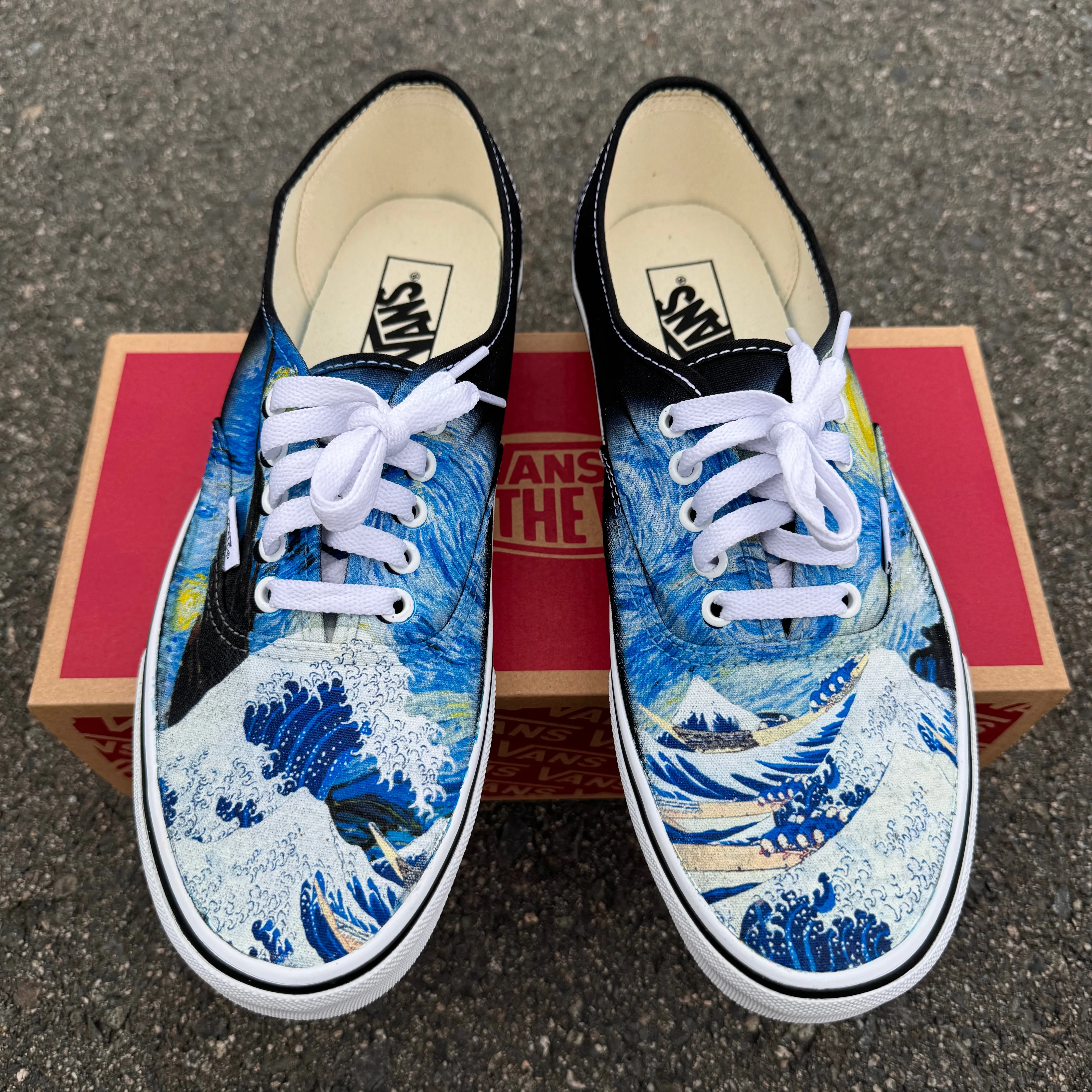 The Great Wave and Vincent Van Gogh Starry Night Vans Authentic Shoes for Women and Men