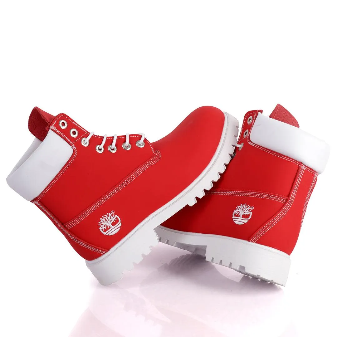 Tim Adventure 6 Inch Leather Boots Red  White