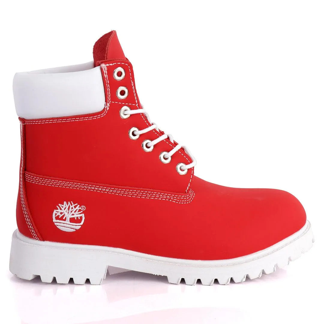 Tim Adventure 6 Inch Leather Boots Red  White