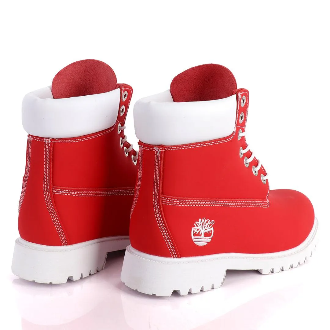 Tim Adventure 6 Inch Leather Boots Red  White