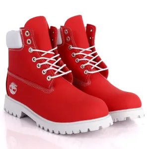 Tim Adventure 6 Inch Leather Boots Red  White