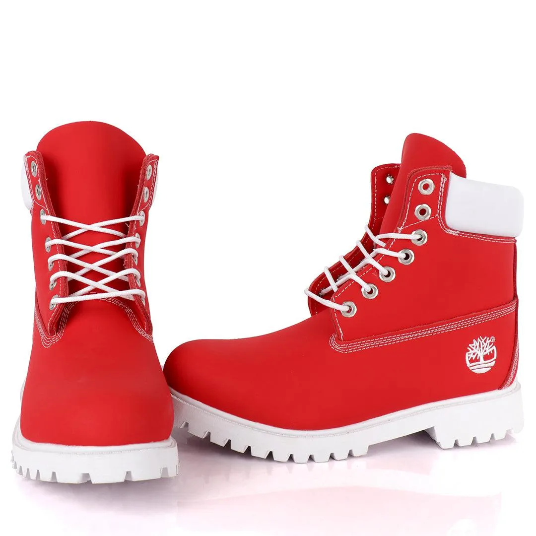 Tim Adventure 6 Inch Leather Boots Red  White