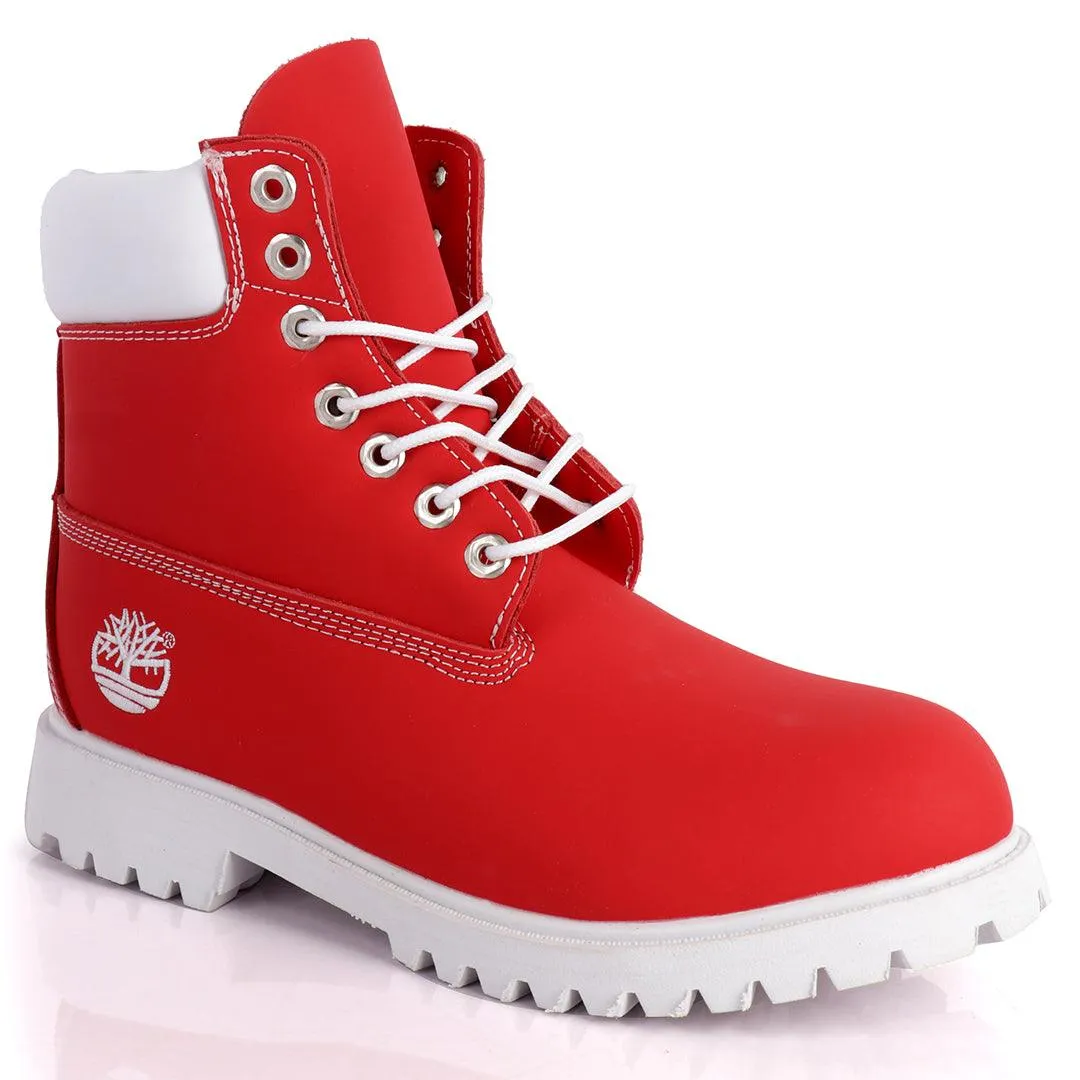 Tim Adventure 6 Inch Leather Boots Red  White