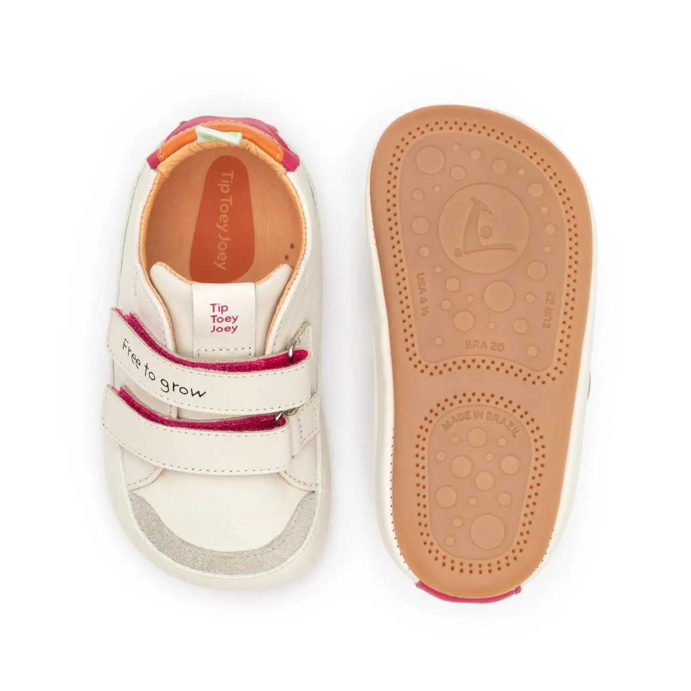 Tip Toey Joey Girl's Bossy Play Sneakers - Tapioca / Tangerine / Pitaya Pink