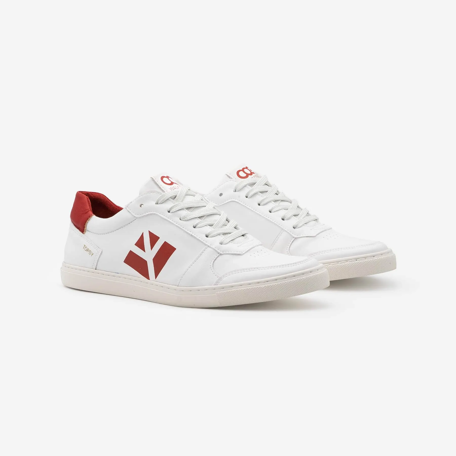 Topsy Unisex Grape Leather Vegan Sneakers | White & Red