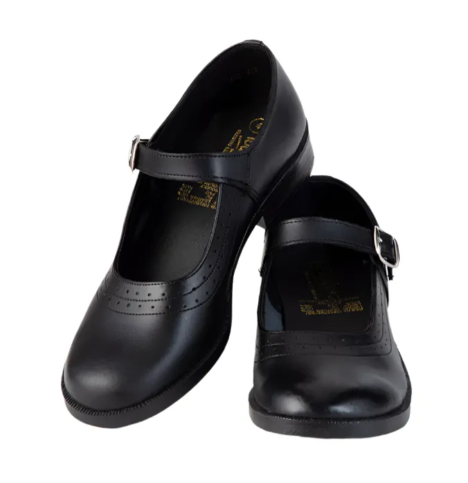 Toughees Gold Pearl Younger Girls One Bar School Shoes - Black