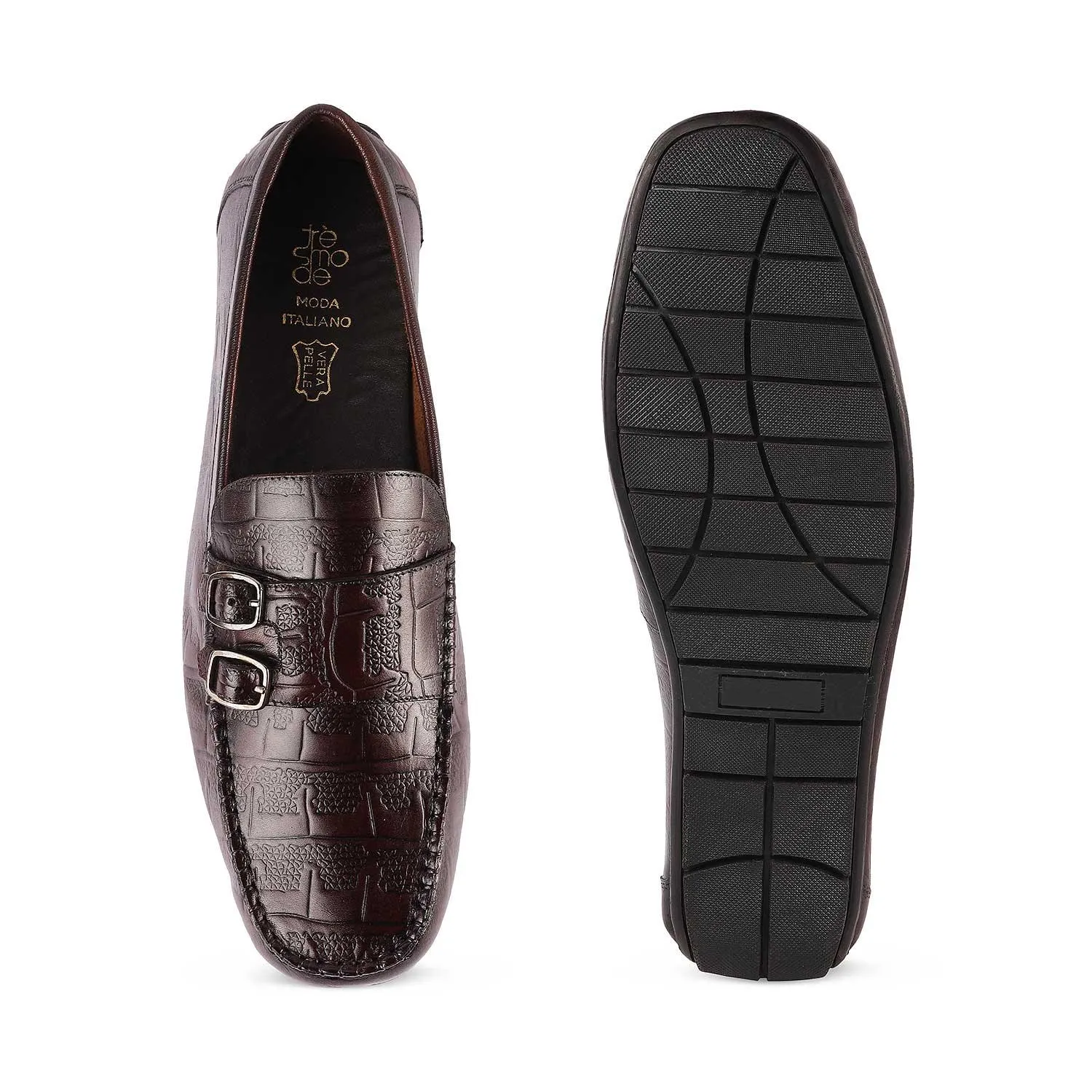 Tresmode Gioia Brown Men's Double Monk Shoes