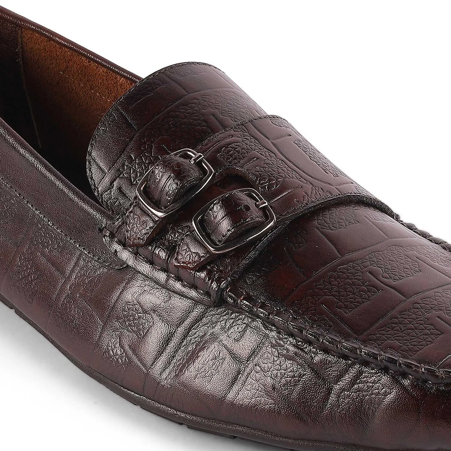 Tresmode Gioia Brown Men's Double Monk Shoes