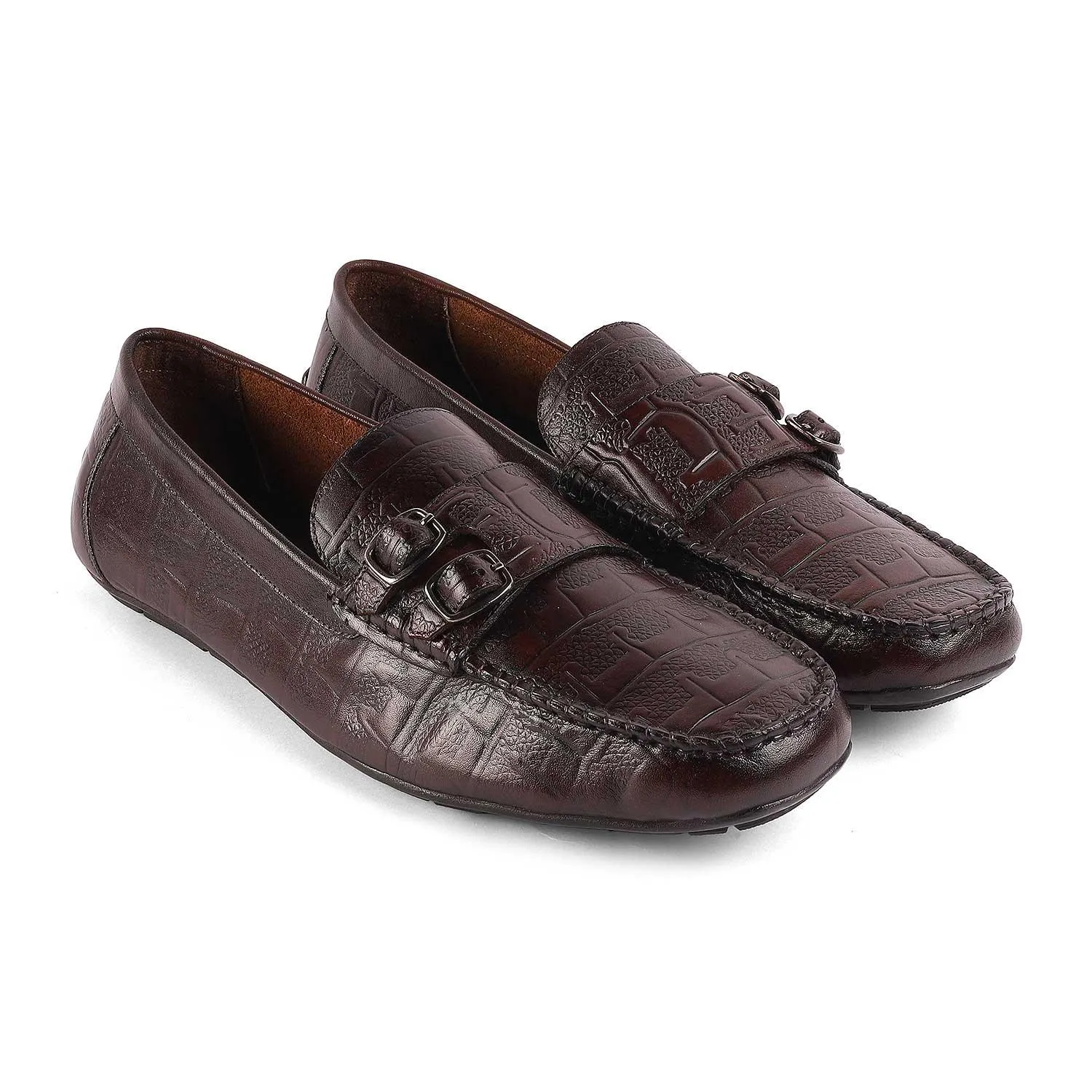 Tresmode Gioia Brown Men's Double Monk Shoes