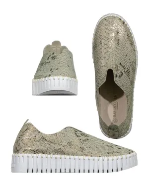 Tulip Snake Print Slip On Sneaker Wheat