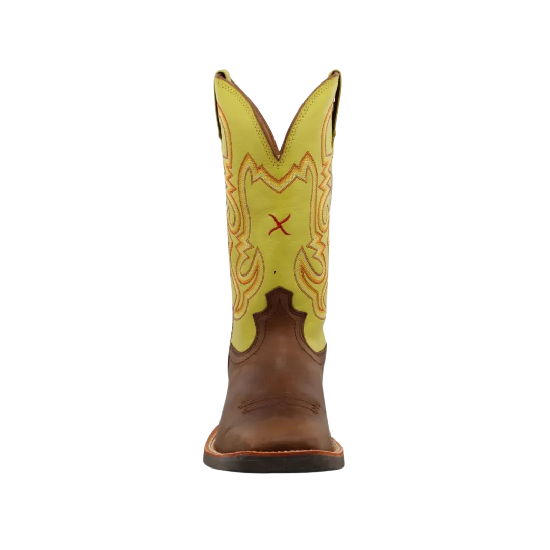 Twisted X Men's 12" Ruff Stock Western Peanut/Lime Square Toe