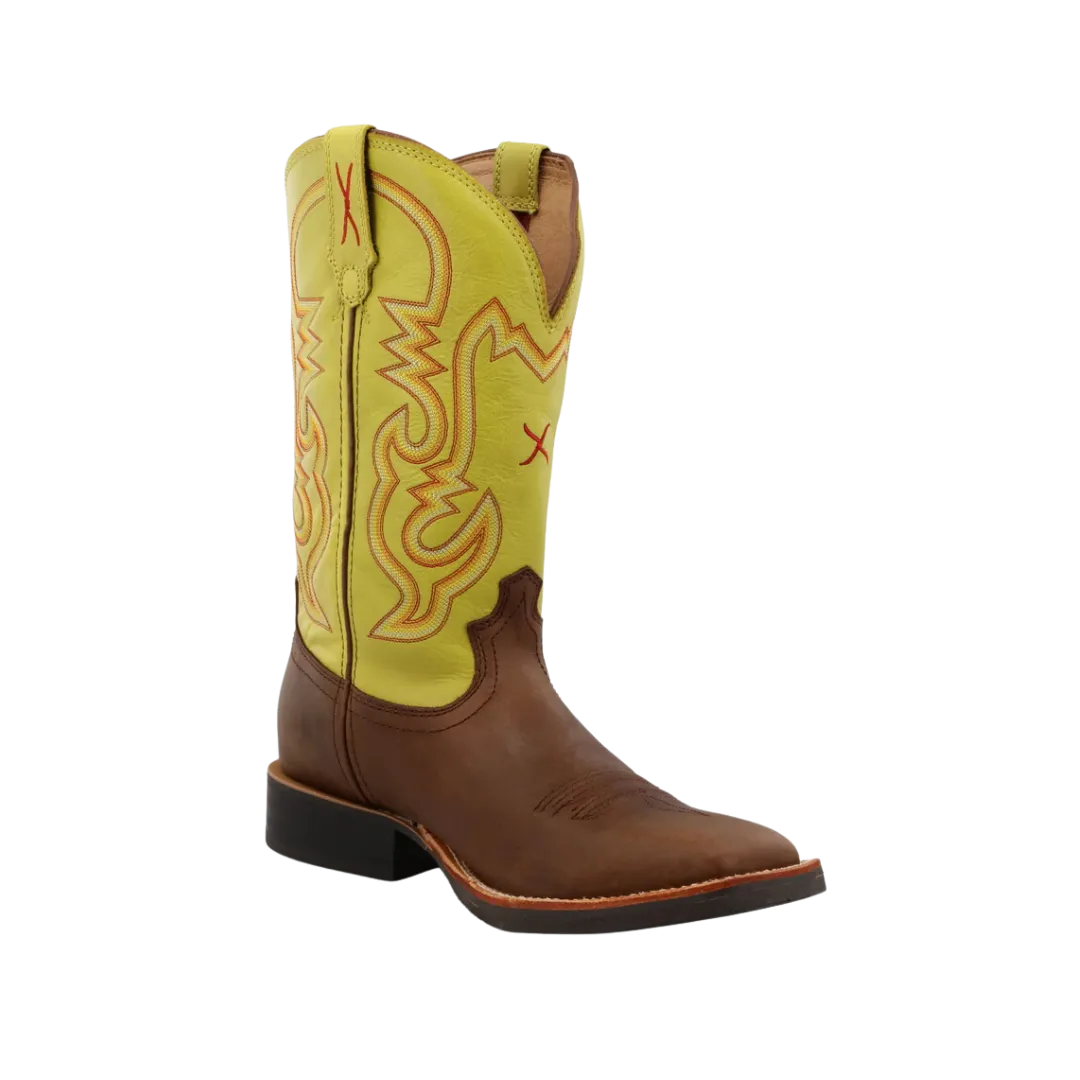 Twisted X Men's 12" Ruff Stock Western Peanut/Lime Square Toe