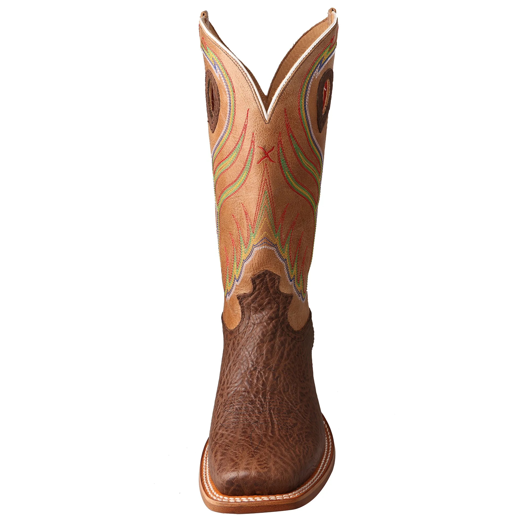 'Twisted X' Men's 14" Ruff Stock Western Square Toe - Cognac / Crazy Horse Brown