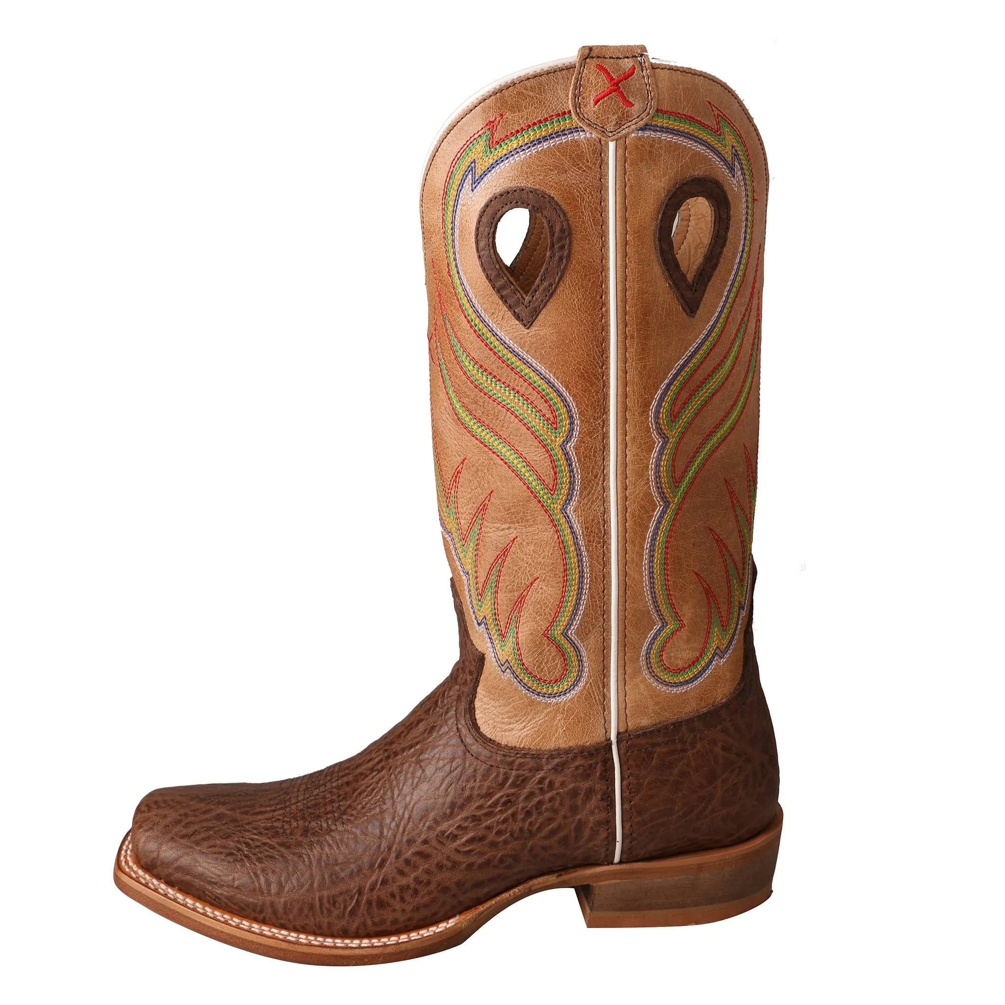 'Twisted X' Men's 14" Ruff Stock Western Square Toe - Cognac / Crazy Horse Brown