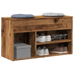 vidaXL Shoe Bench Old Wood 80x30x45 cm Engineered Wood