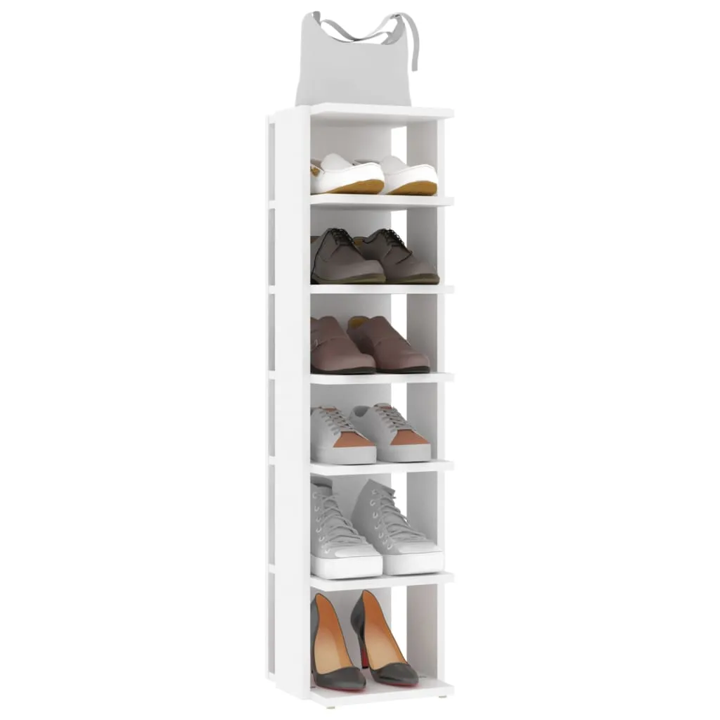 vidaXL Shoe Cabinet White 27.5x27x102 cm Engineered Wood