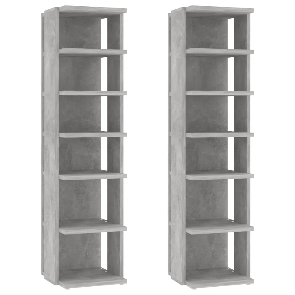 vidaXL Shoe Cabinets 2 pcs Concrete Grey 27.5x27x102 cm