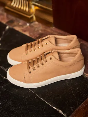 Virevolte Recycled Vegan Grain Leather Sneakers | Latte