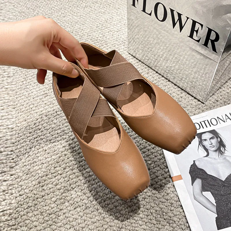 Women Minimalist Casual Cross Strap Soft Flats