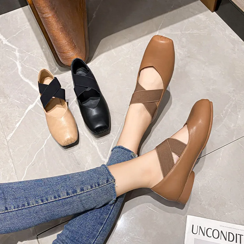 Women Minimalist Casual Cross Strap Soft Flats