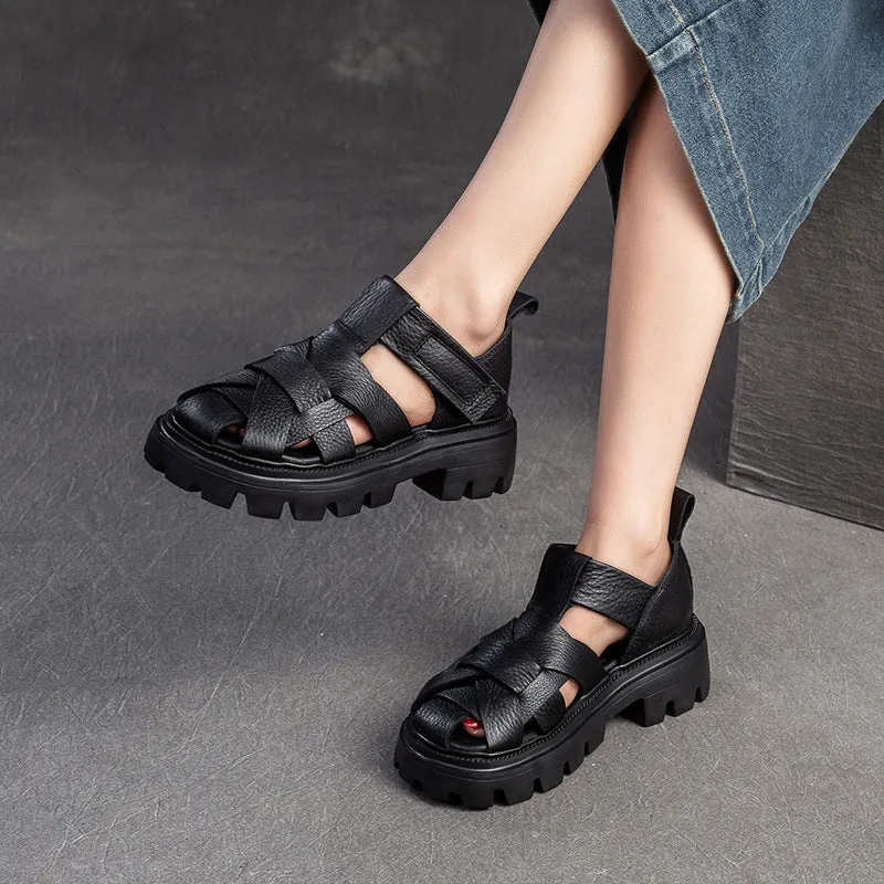 Women Minimalist Plaited Leather Casual Sandals