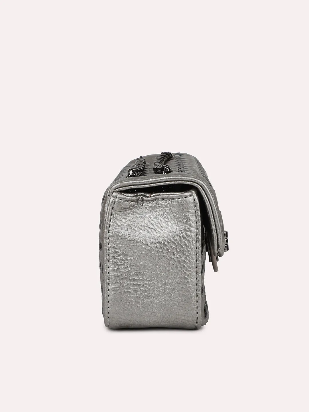 Women Pewter Textured PU Sling Bag